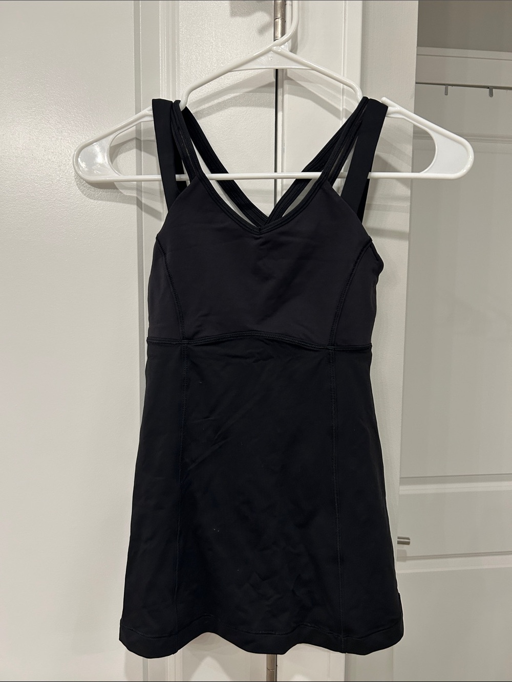 Black V-Neck Strappy Women's workout top